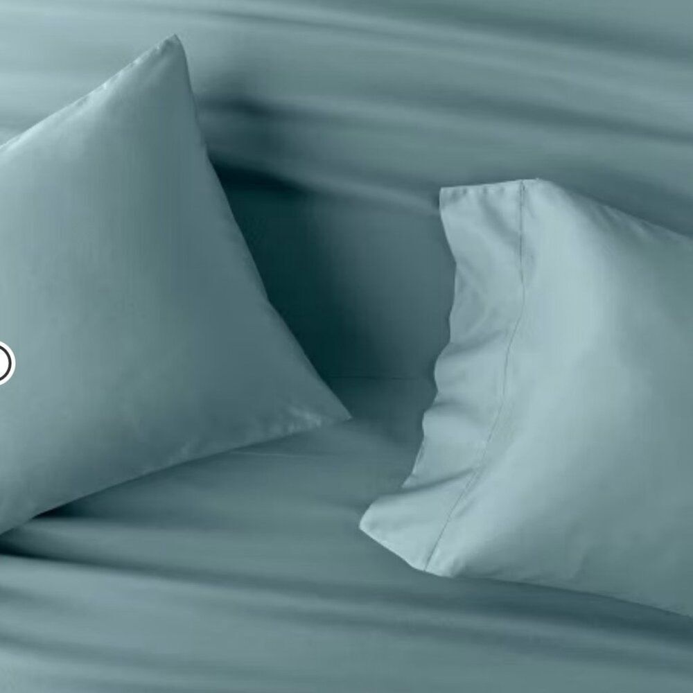 CASALUNA Thread Count‎ Washed Supima Sateen Light Teal Solid Sheet Set NWT king - Picture 3 of 8